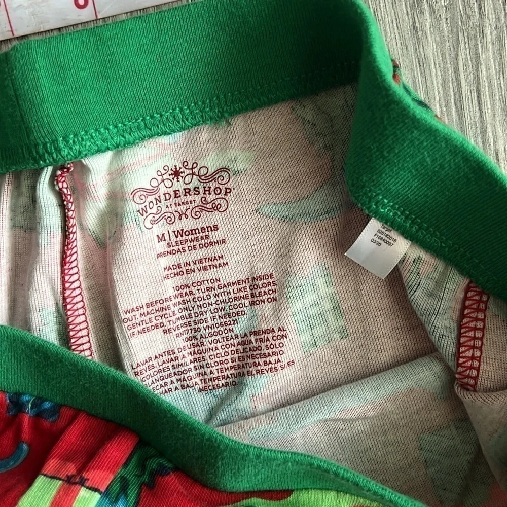 Christmas PJs Long Sleeve Pants Set Red Green Dinosaurs Size M